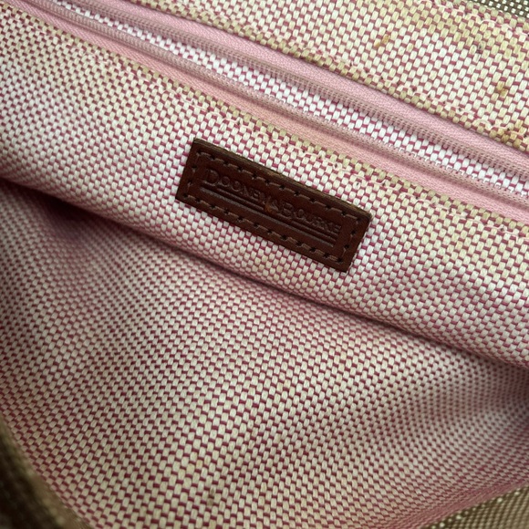 Dooney & Bourke Brown Monogram Leather and Canvas Shoulder Bag Tote Purse - Picture 4 of 8